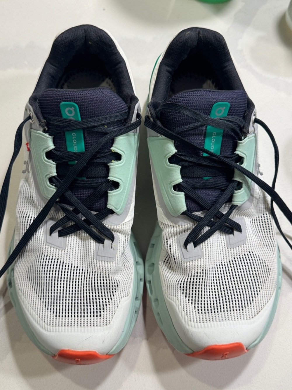 Cloudstratus Running Sneakers in White & Mint with Coral Accents
